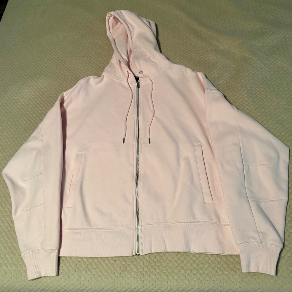Express Light Pink Full-Zip Hoodie with Drawstring - Picture 5 of 7